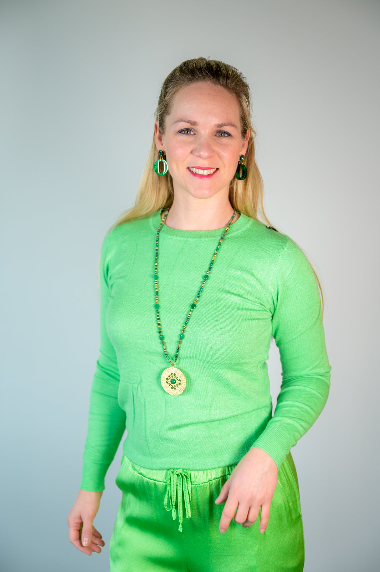Ketting groen met gouden hanger