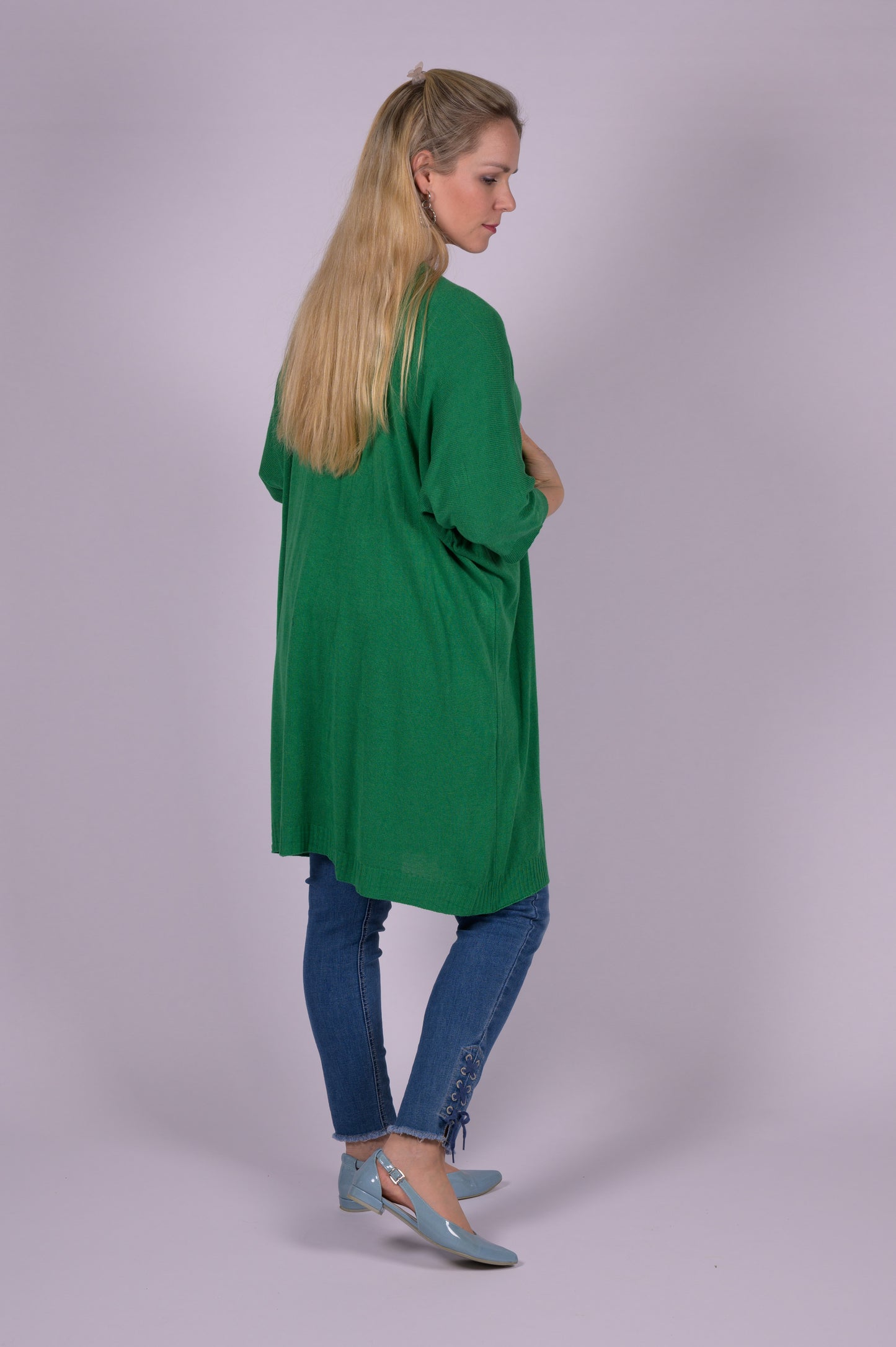 Stretchy jeans met rafels en strikje
