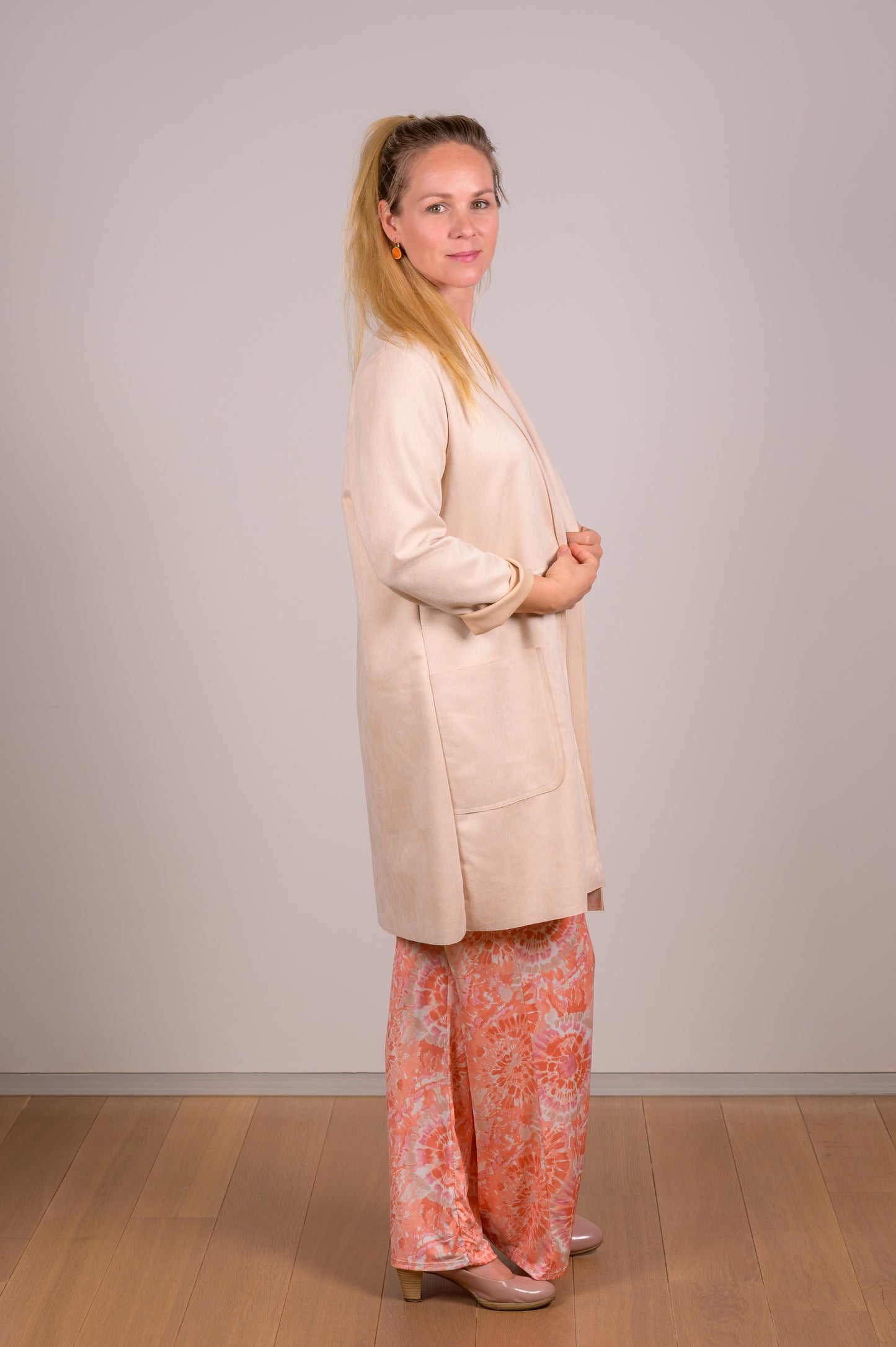 Wide leg printed pants - bloem groot