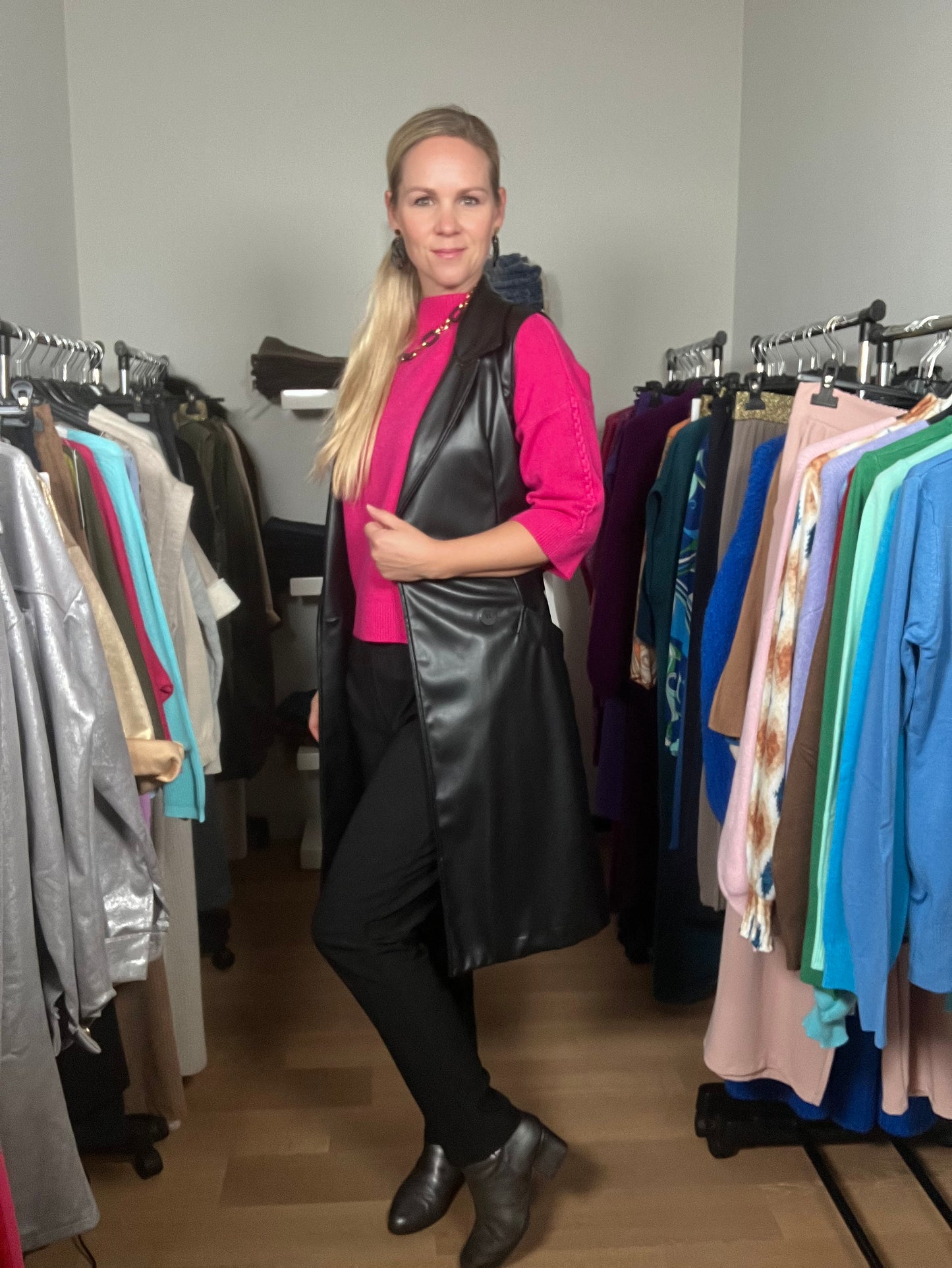 Mouwloos vest lederlook