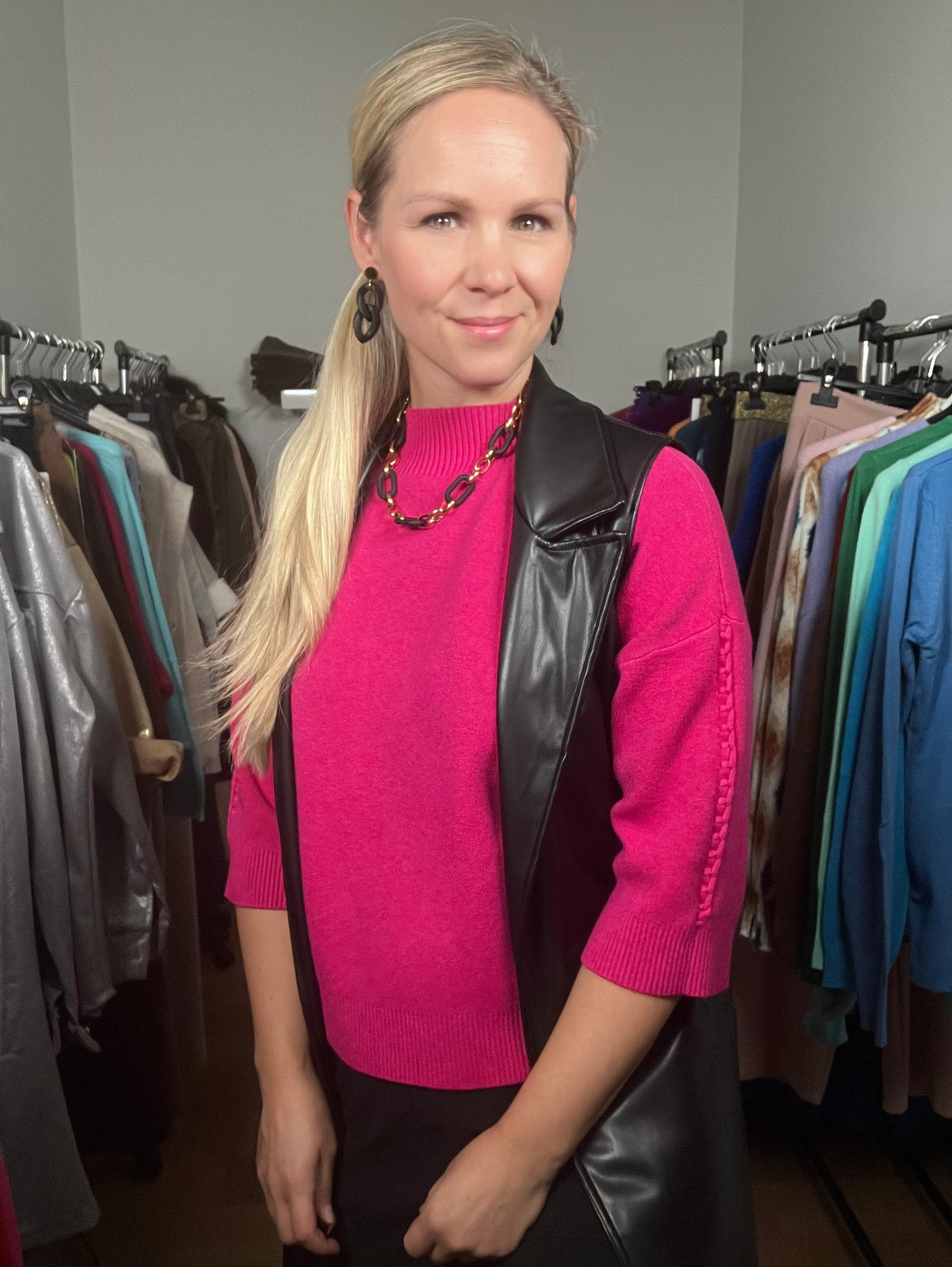 Mouwloos vest lederlook